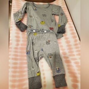 Souris Mini 9-12 Month Gray Kids 2 Pc Pyjamas